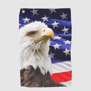 American Flag and Eagle Golf Towel