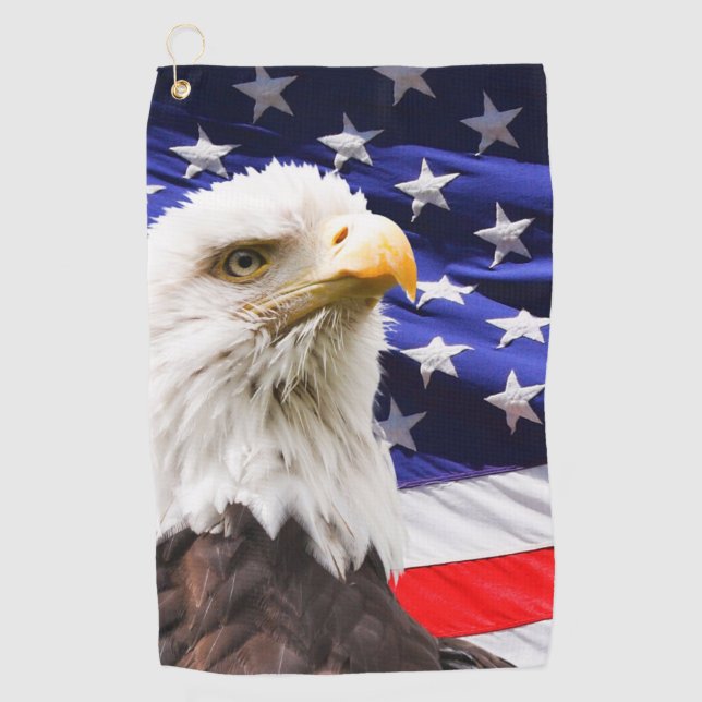 American Flag and Eagle Golf Towel (Front)