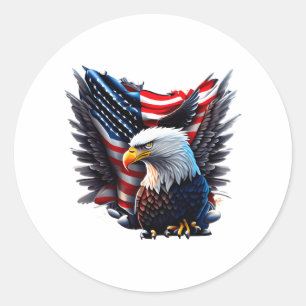 American Flag And Eagle Graphic Classic Round Sticker
