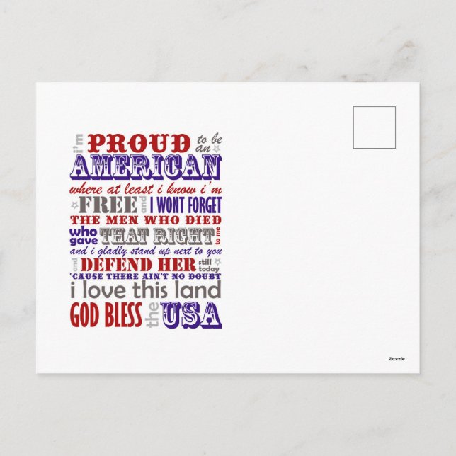 American flag and eagle holiday postcard (Back)