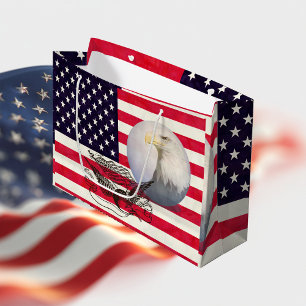 American Flag And Eagle Large Gift Bag