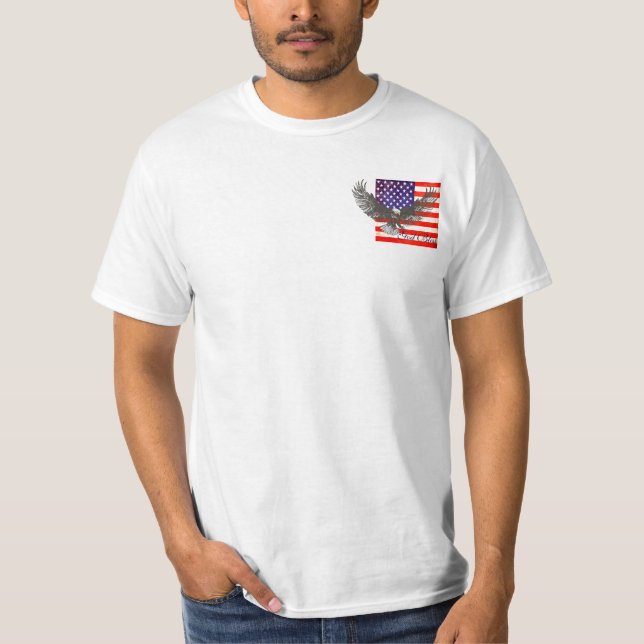 American flag and eagle line art god bless t-shirt (Front)