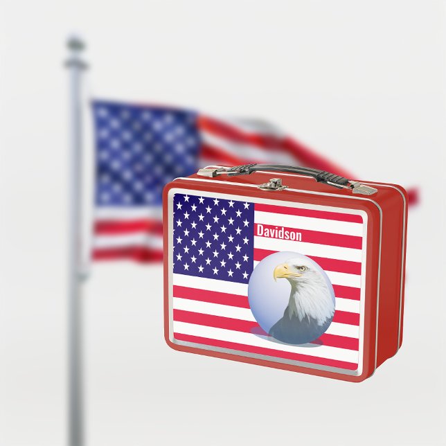 American Flag And Eagle Metal Lunch Box (Creator Uploaded)