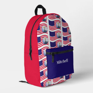 American Flag and Eagle Printed Backpack