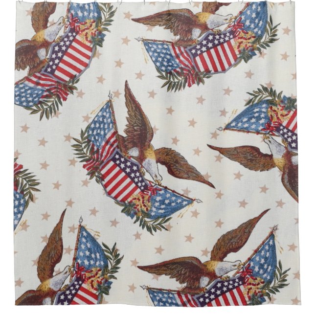 American Flag and Eagle Shower Curtain (Front)