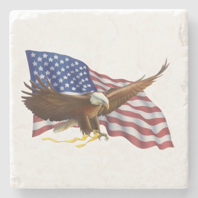 American Flag and Eagle Stone Coaster (Front)