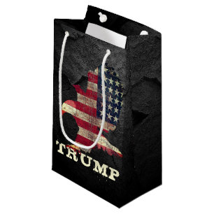 American Flag and Eagle Trump On Black Rock Small Gift Bag