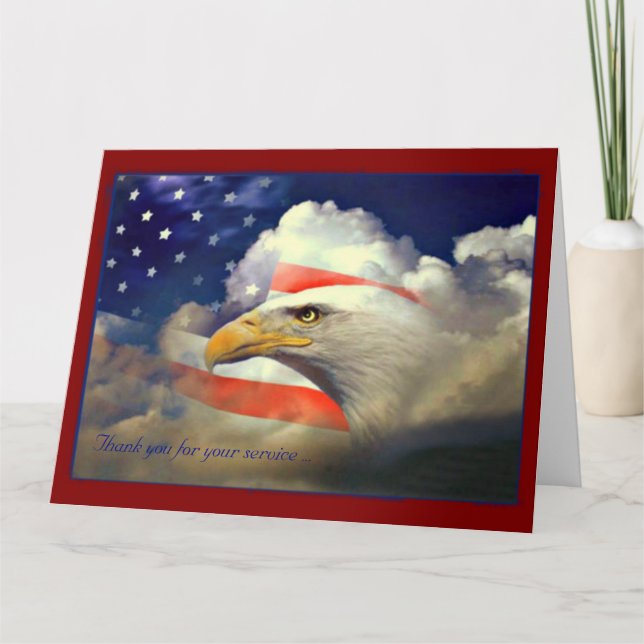 American Flag and Eagle Veterans Day Card (Front)