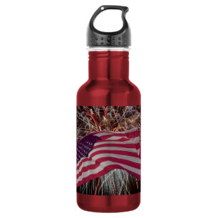 American Flag and Fireworks 532 Ml Water Bottle