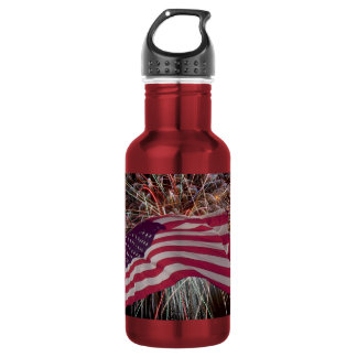 American Flag and Fireworks 532 Ml Water Bottle