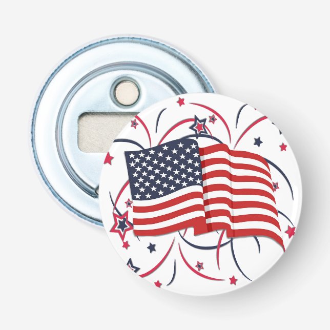 American Flag and Fireworks Bottle Opener (Front)