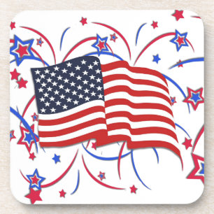 American Flag and Fireworks Coaster