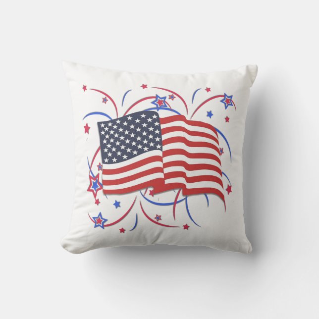 American Flag and Fireworks Cushion (Front)