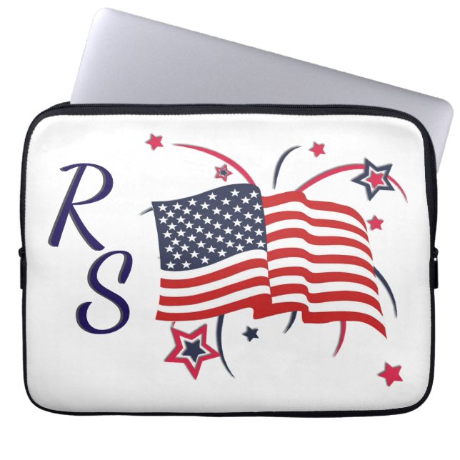 American Flag and Fireworks Laptop Sleeve (Front)