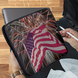 American Flag and Fireworks Laptop Sleeve