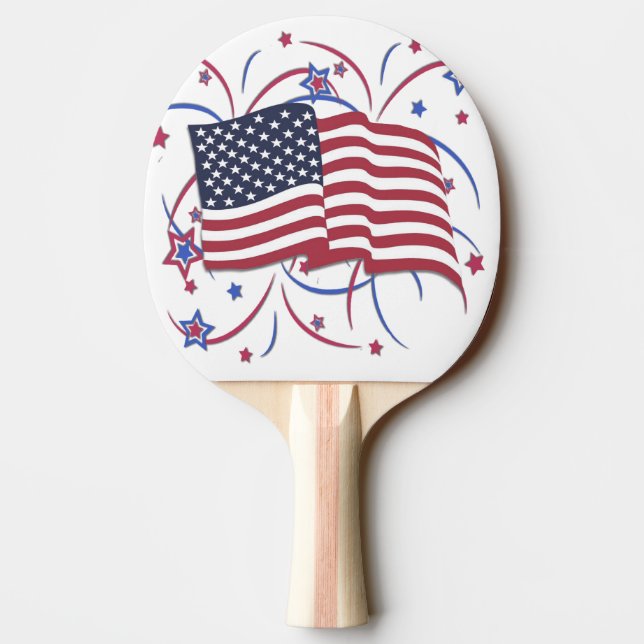 American Flag and Fireworks Ping Pong Paddle (Back)