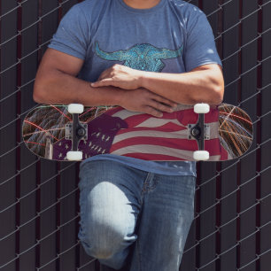American Flag and Fireworks Skateboard