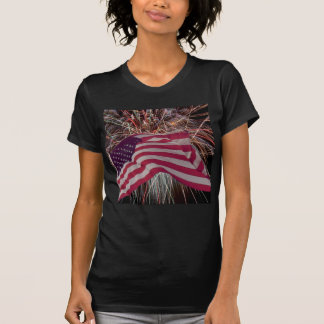 American Flag and Fireworks T-Shirt