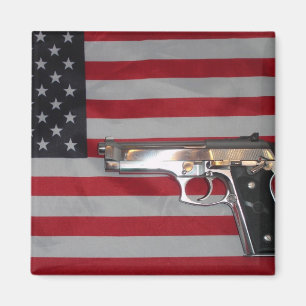 American Flag and Gun Magnet