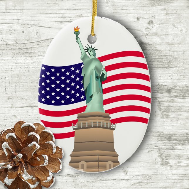 American Flag And Lady Liberty Ceramic Tree Decoration (Creator Uploaded)