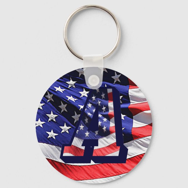 American Flag and Letter "A" Key Chain (Front)