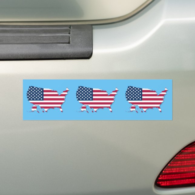 American Flag and Map Bumper Sticker (On Car)