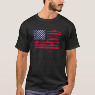 American Flag and naval ships Patriotic Military S T-Shirt