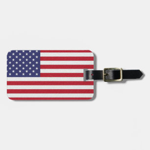 American Flag and Personal info Luggage Tag