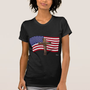 American Flag and Rugged Cross T-Shirt