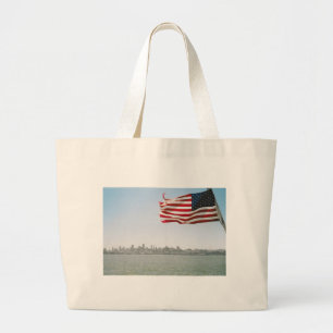 American Flag and shoreline Large Tote Bag