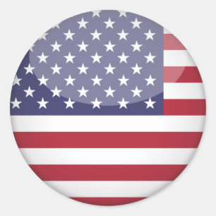 American Flag and Stars Classic Round Sticker