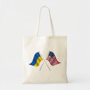 American flag and Ukrainian flag Tote Bag
