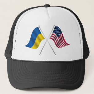 American flag and Ukrainian flag Trucker Hat