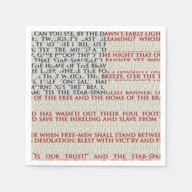 American Flag/ Anthem Patriotic 4th of July Napkin (Front)