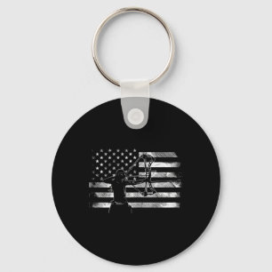 American Flag Archer Girl Archery Bow Hunting Usa Key Ring