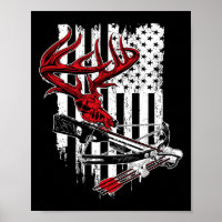 American Flag Archery Bow Hunting - Deer Skull Cro