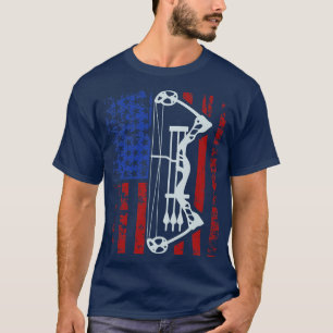 American Flag Archery Gift Print Patriotic Archer  T-Shirt