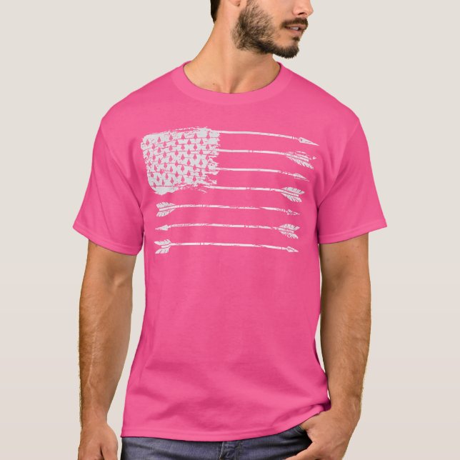 American Flag Arrow Archery Bowhunting Archer Hunt T-Shirt (Front)