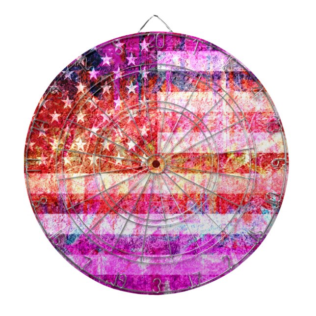 American Flag Art Grunge #4 Dartboard (Front)