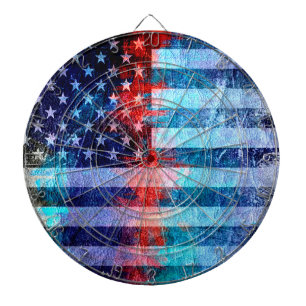 American Flag Art Grunge #6 Dartboard