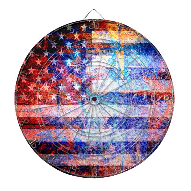 American Flag Art Grunge Dartboard (Front)