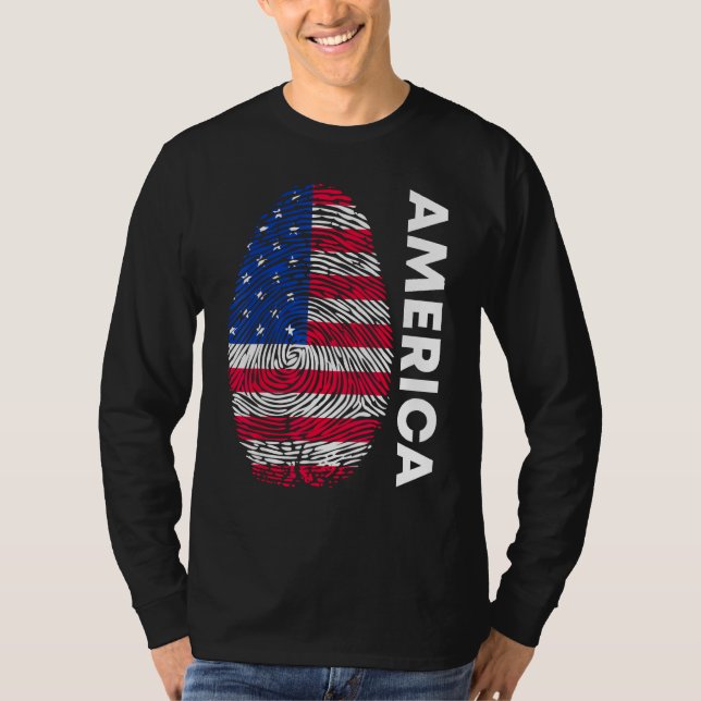 American flag as fingerprint motif T-Shirt (Front)