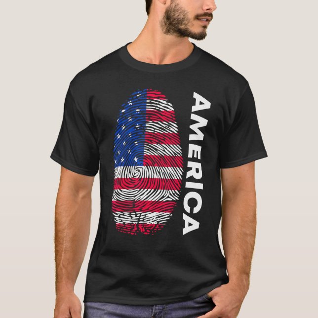 American flag as fingerprint motif T-Shirt (Front)