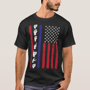 American Flag ASL American Sign Language America U T-Shirt
