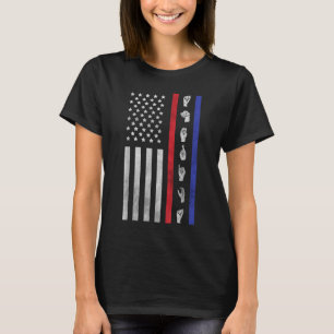 American Flag ASL American Sign Language America U T-Shirt
