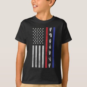 American Flag ASL American Sign Language America U T-Shirt