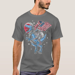 American Flag Astronaut Dinosaur Red White Blue 4t T-Shirt