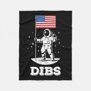 American Flag Astronaut Space 4th Of July American Fleece Blanket