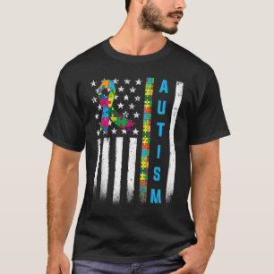 American Flag Autism Awareness Teacher Mom Support T-Shirt