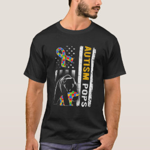 American Flag Autism Pops Family Bear Autistic T-Shirt